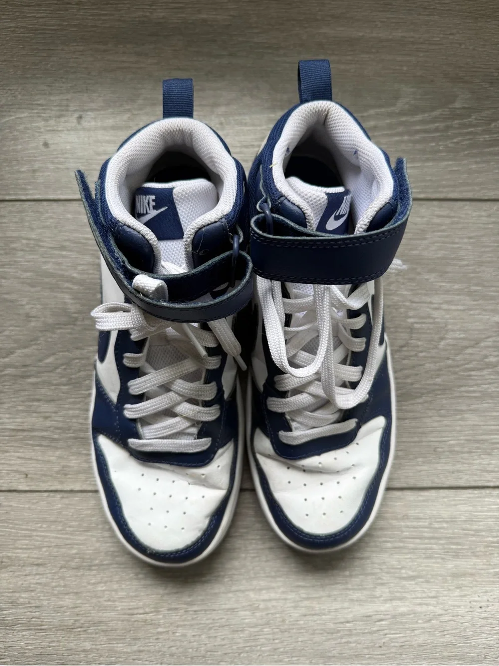 Nike Kids Navy & White High-Top Sneakers with Strap